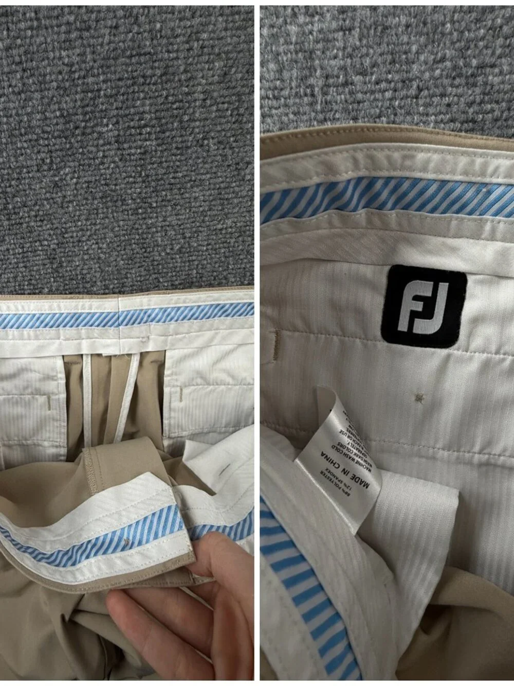 Footjoy Golf Pants Beige Stretch Polyester Spandex Outdoor Men ACTL 38X33